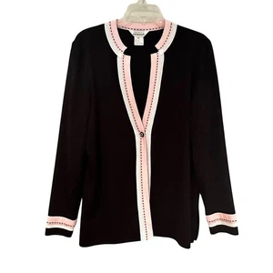 Misook Einknopf Strickjacke Pullover Damen XL schwarz pink Karriere klassisch Y2K - Bild 1 von 6