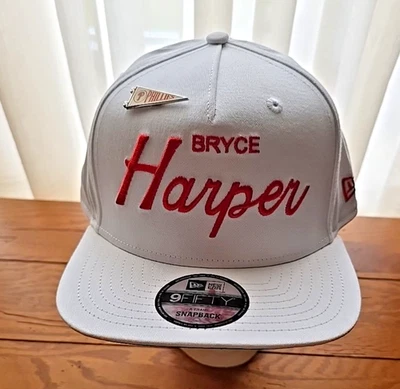 Phillies Bryce Harper New Era Pin Script A-Frame Snapback Hat Cooperstown - Image 1 of 4