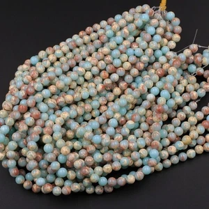 Natural Aqua Terra Jasper 4 MM Round Smooth Beads Strand 15.5" For Jewelry - Picture 1 of 3
