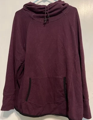 Sudadera con capucha Energy Zone para mujer talla grande 2X granate bolsillo frontal Foto 1 de 4