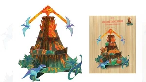 Epischer Dinosaurier Party Cupcake Ständer Vulkan mit sich drehender Pterodaktylusspitze Jura - Bild 1 von 4