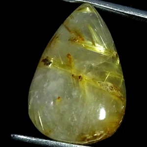 15,90 kt 100 % natürlicher goldener Rutilquarz Birne Cabochon 14 x 20 x 7 mm - Bild 1 von 4