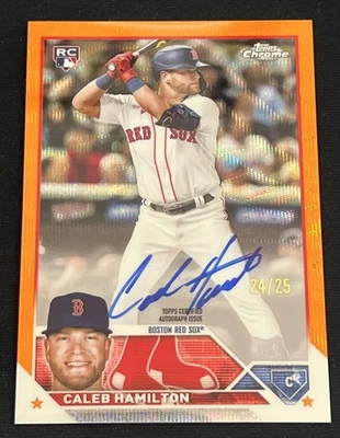 2023 Topps Chrome Rookie Orange Wave Refractor /25 Caleb Hamilton Auto RC RA-CHA - Image 1 of 2