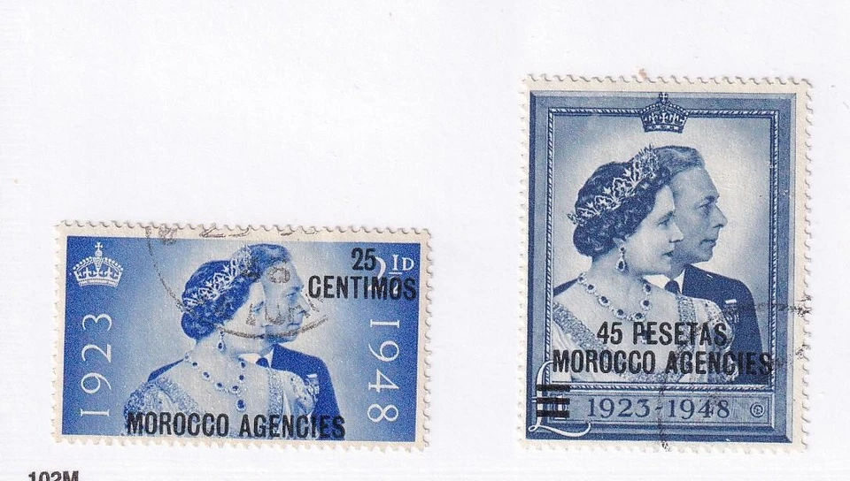 GB MOROCCO AGENCIES Sct # 93-94 VFLU KGV1 SILVER WEDDING 1948 - Imagem 1 de 1