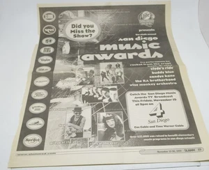 Anuncio de San Diego Music Awards NOVIEMBRE 1999 SLAMM revista promoción página de periódico - Imagen 1 de 9