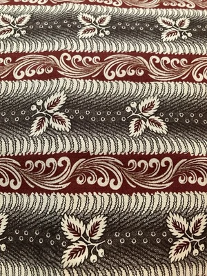 Maroon Grey Striped New England Quilt Museum Bancroft Fabric Repro 1800s 30x44"W - Image 1 of 3