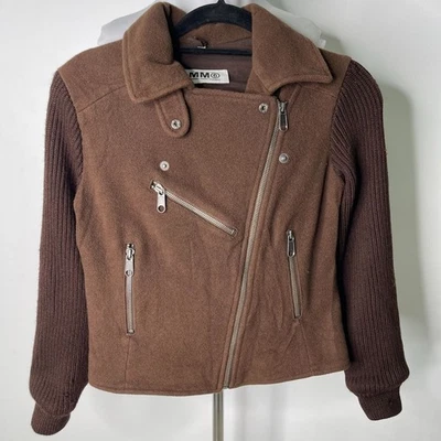Maison Martin Margiela Women's Brown Suede Biker Wool Cashmere Jacket Size 38 - Image 1 of 4