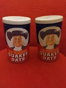 Two Vintage 1982 Old Fashioned Quaker Oats Tin Cans - Picture 1 of 2