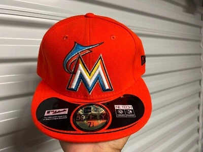 Sombrero ajustado naranja Miami Marlins MLB NE Tech - Nuevo Foto 1 de 4