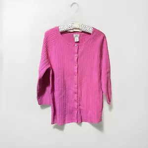 90’s Vtg LL Bean Pink Cable Knit Ribbed Button Up Cardigan Sweater | Women’s 2X - Picture 1 of 6