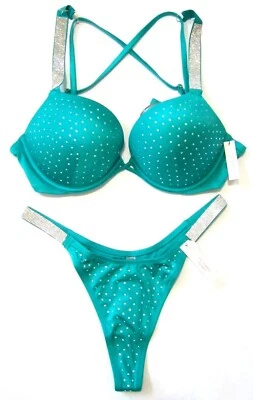 BLING Victoria Secret BOMBSHELL SHINE STRAP THONG SWIMSUIT 36 C D S M Bikini Set - Image 1 of 4