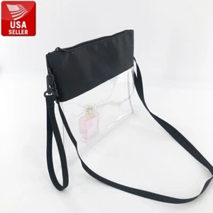 Beautiful Transparent PVC Clear Shoulder bag Clutch with Black top and zipper - Picture 1 of 12