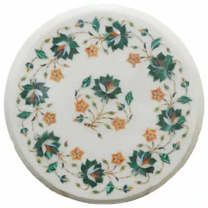 12" Marble Inlay Table Top Semi Precious Stone Handmade Work Decor - Picture 1 of 4
