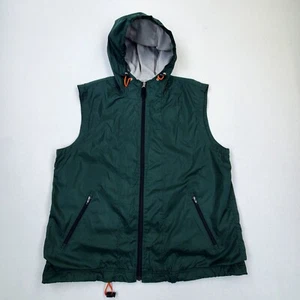 VTG 90s Y2K Gap Hooded Tech Windbreaker Vest Green Full Zip Jacket Sz XL - Picture 1 of 12