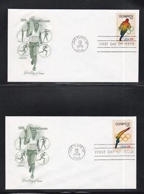 USA 1976 4 FDCs OLYMPIC GAMES TRACK SKIING FIGURE SKATING WITH CACHETS - Image 1 of 2
