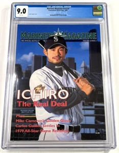 ICHIRO SUZUKI BEAUTIFUL 2001 CGC 9.0 RC ROOKIE FIRST SEATTLE MARINERS MAGAZINE - Picture 1 of 2