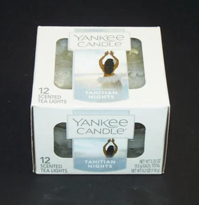 Yankee Candle Tahitian Nights Tea Light Candles Box of 12 Driftwood Lavender New - Picture 1 of 2