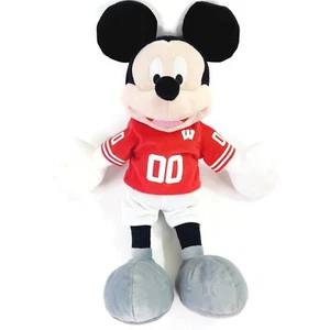 Disney Mickey Mouse Stuffed Animal Plush NCAA Football Wisconsin Badgers Jersey - Picture 1 of 12