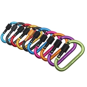 8CM Ring Bergsteigen Karabiner mit Alu Schloss Outdoor Sicherheitsschnalle Klettern - Bild 1 von 19