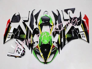 Black Green ABS Injection Mold Bodywork Fairing Kit for Ninja ZX6R 2009-2012 - Picture 1 of 8