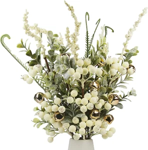 5 Pcs Artificial Berry Stems for Flower Arrangement Christmas White Holly Berry - Picture 1 of 9