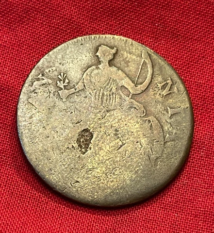 1775 (?) Crude George III Simian Non-Regal Evasion Colonial Halfpenny Rare USA Cover