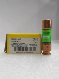 Nuevo Lote Bussmann FRN-R-1/10 Amp Fusibles Energía Eficiente Clase RK5 250 Voltios Nuevo en Caja - Imagen 1 de 3