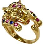 US 4.8 Panther / Strawberry Ruby / sapphire / diamond Ring K18 Gold 6.9g Women