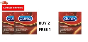 DUREX Real Feel Condom Buy 2 Free 1 Natural Skin Feel Express Shipping Service - Picture 1 of 4