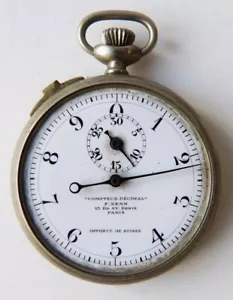 Ancien CHRONOMÈTRE DÉCIMAL F. SENN Suisse montre de gousset ARGENT massif - Imagen 1 de 7