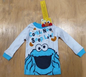 NWT Sesame Street Cookie Monster "Cookies Now Sleep Later" Long Sleeve Shirt 18M - Picture 1 of 4