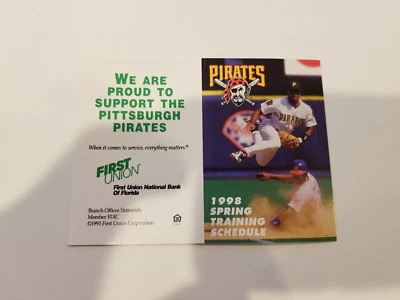Pittsburgh Pirates 1998 MLB Baseball Spring Training Pocket Schedule - Image 1 of 2
