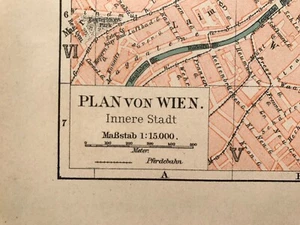 Landkarte Österreich, Stadtplan von Wien, innere Stadt, Meyer 1892 - Picture 1 of 2