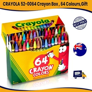 Crayola Crayon Box with Sharpener 64 Colours Gift Colouring Drawing Non Toxic AU - Picture 1 of 6