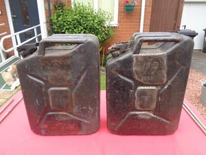 2 x 1952 British Jerry Cans P.S.C. Pressed Steel Company 1 x WATER, 1 x Fuel - Picture 1 of 15
