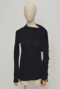 Blusa Top Jean Paul Gaultier Vintage Mujer Negra Asimétrica Talla 42 Hecha en Italia - Imagen 1 de 12