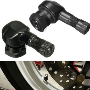2x Motorrad Ventil Schwarz Alu eloxiert Winkelventil Schwarz11,5mm Eckventil 90° - Bild 1 von 5