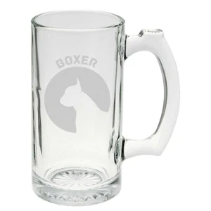 Boxer Dog Breed Pride Hand Etched Mug - 25 Ounce Etched Stein Glass Mug - Picture 1 of 1