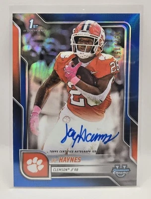2025 Bowman Chrome U Jay Haynes 1st Auto Blue Refractor /150 Clemson Tigers  - Image 1 of 2