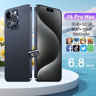 2025 i16 Pro Max Smartphone Unlocked Android Phone Dual SIM Cheap Mobile Phones - Image 1 of 4