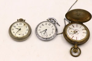 Lote de 3 relojes de bolsillo que no funcionan para piezas/reparación Elgin Westclox - Imagen 1 de 13