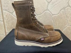 Mens 10.5 D 8" Moc Steel Toe Wedge Work Boot Made In The USA Leather - Picture 1 of 7