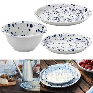 IKEA SILVERSIDA Tableware Set  Blue Patterned Plates & Bowl Stoneware Dinnerware - Picture 1 of 15
