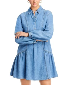 Veronica Beard Chaia Denim Shirt Dress Women's 12 Iceberg Collared Button Front - Picture 1 of 14