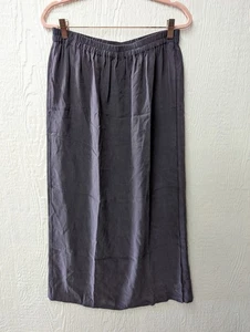 Eileen Fisher 100% Silk Wrap Skirt Preppy Mature Essential Classic Size M/L - Picture 1 of 4