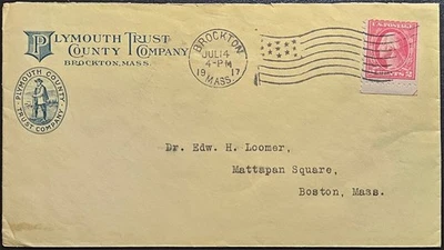 Plymouth County Trust Advertising Brockton MA Flag Machine 1917 - Image 1 of 2