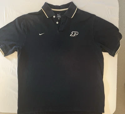 Purdue Boilermakers Nike Men’s Polo Shirt, Black with Logo Size Extra Large - Image 1 of 4