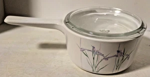 Corning Ware Shadow Iris Pattern Sauce Pan With Clear Pyrex Lid / 1QT - Picture 1 of 4