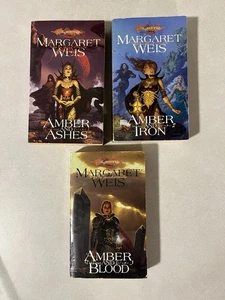 DragonLance Margaret Weis The Dark Disciple Lot Set TrilogyAmber and Ashes Blood - Picture 1 of 4