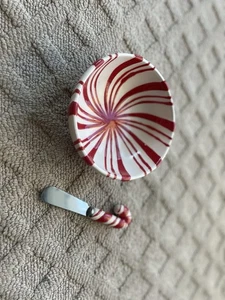 Hallmark Peppermint Dip Bowl With Spreader - Picture 1 of 9